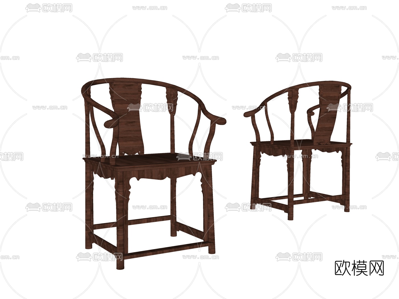 中式实木圈椅su模型下载