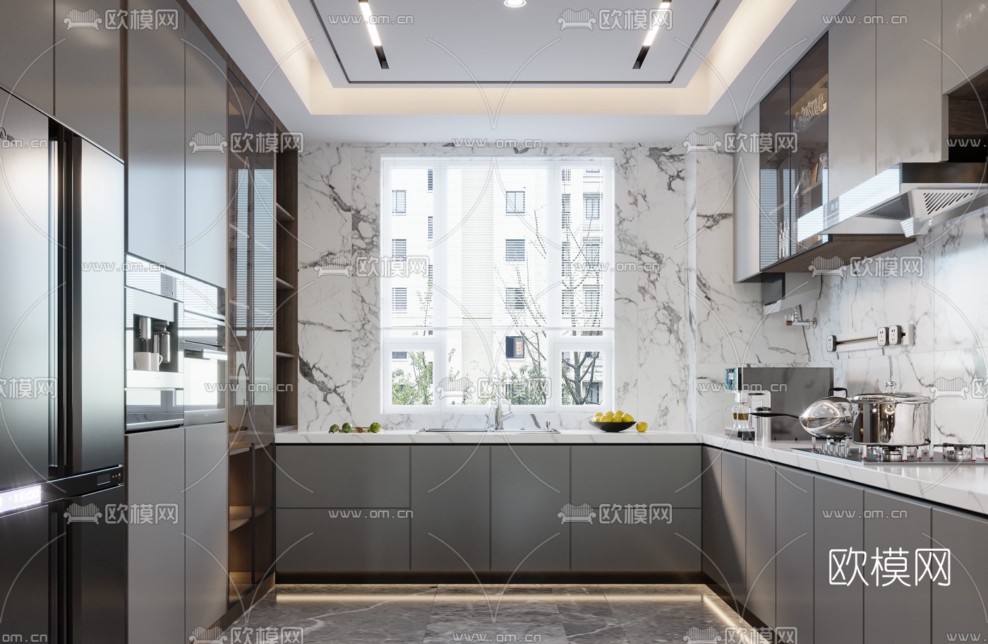 现代别墅客厅餐厅3d模型