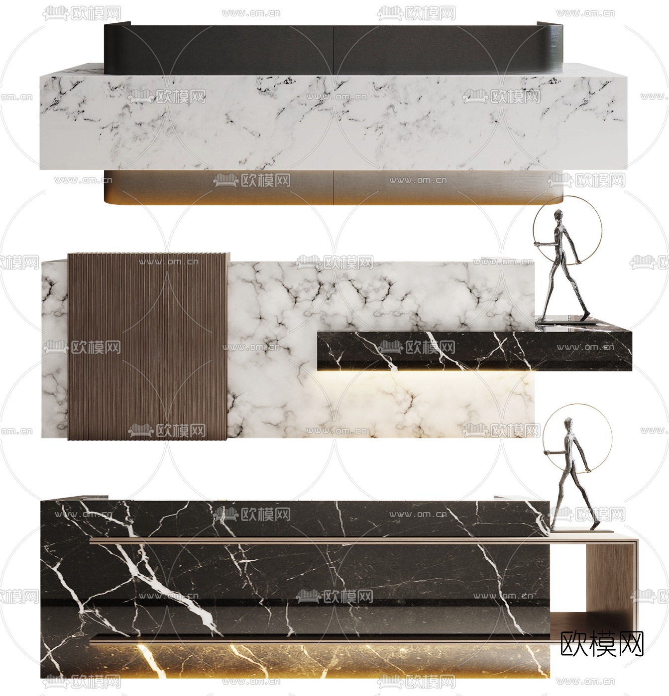 现代大理石接待台3d模型下载（渲染图1）