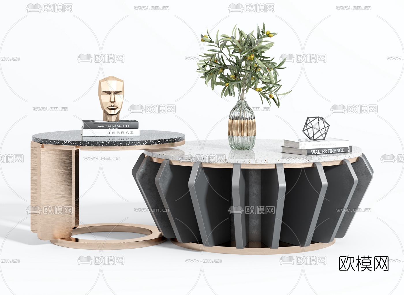 现代大理石茶几3d模型