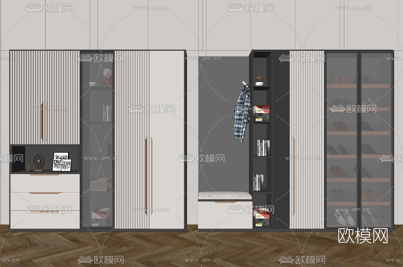 现代鞋柜su模型下载