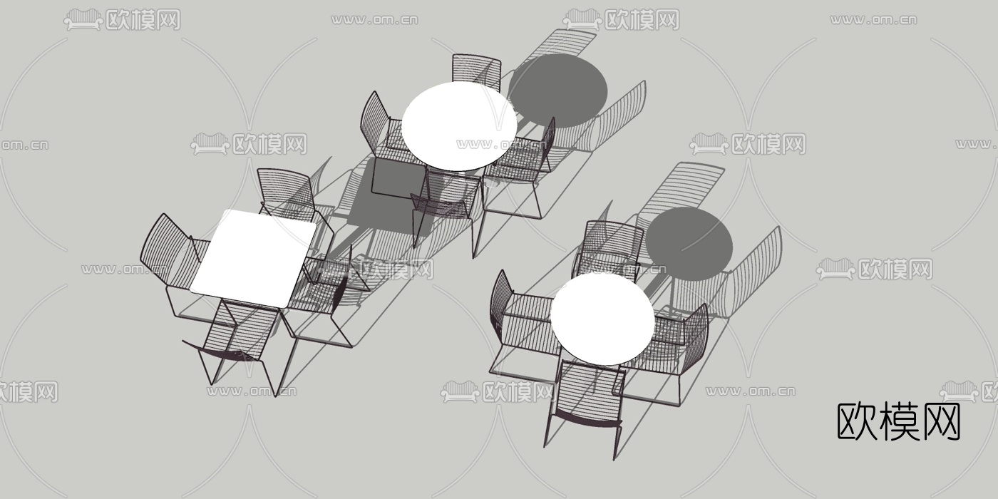 现代户外休闲桌椅su模型下载（渲染图2）