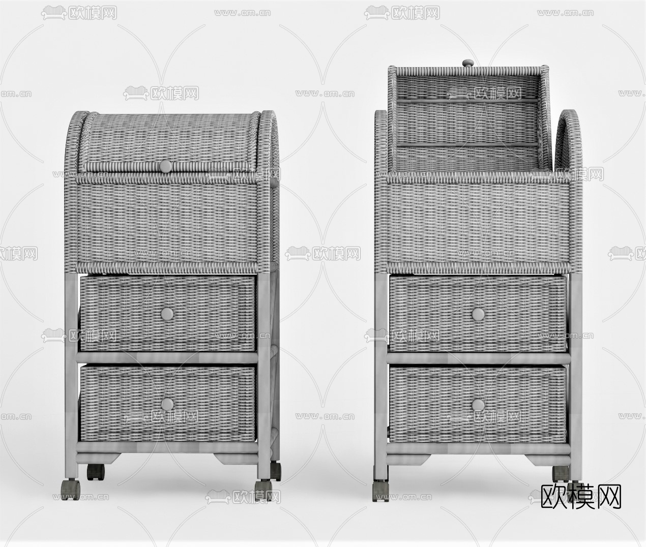 现代藤编储物柜su模型下载（渲染图1）