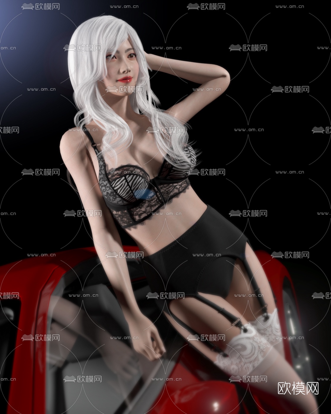 现代性感车模3d模型