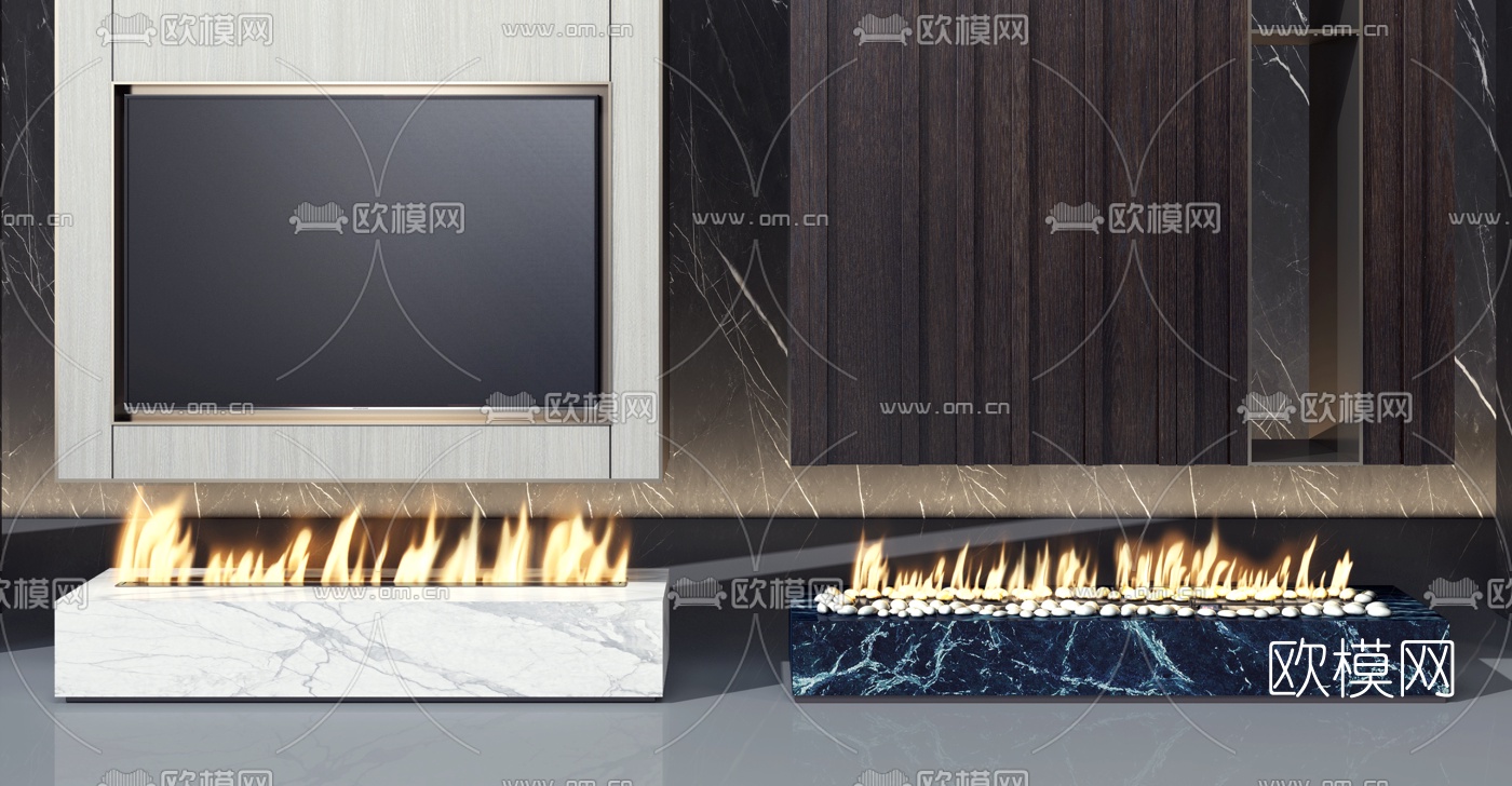 现代雾化真火装饰壁炉3d模型