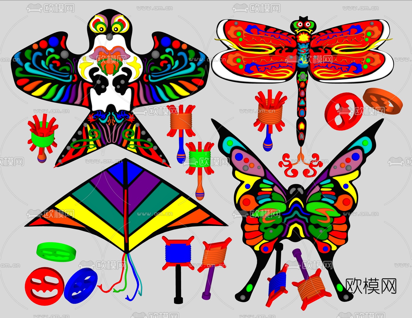 现代玩具风筝su模型下载