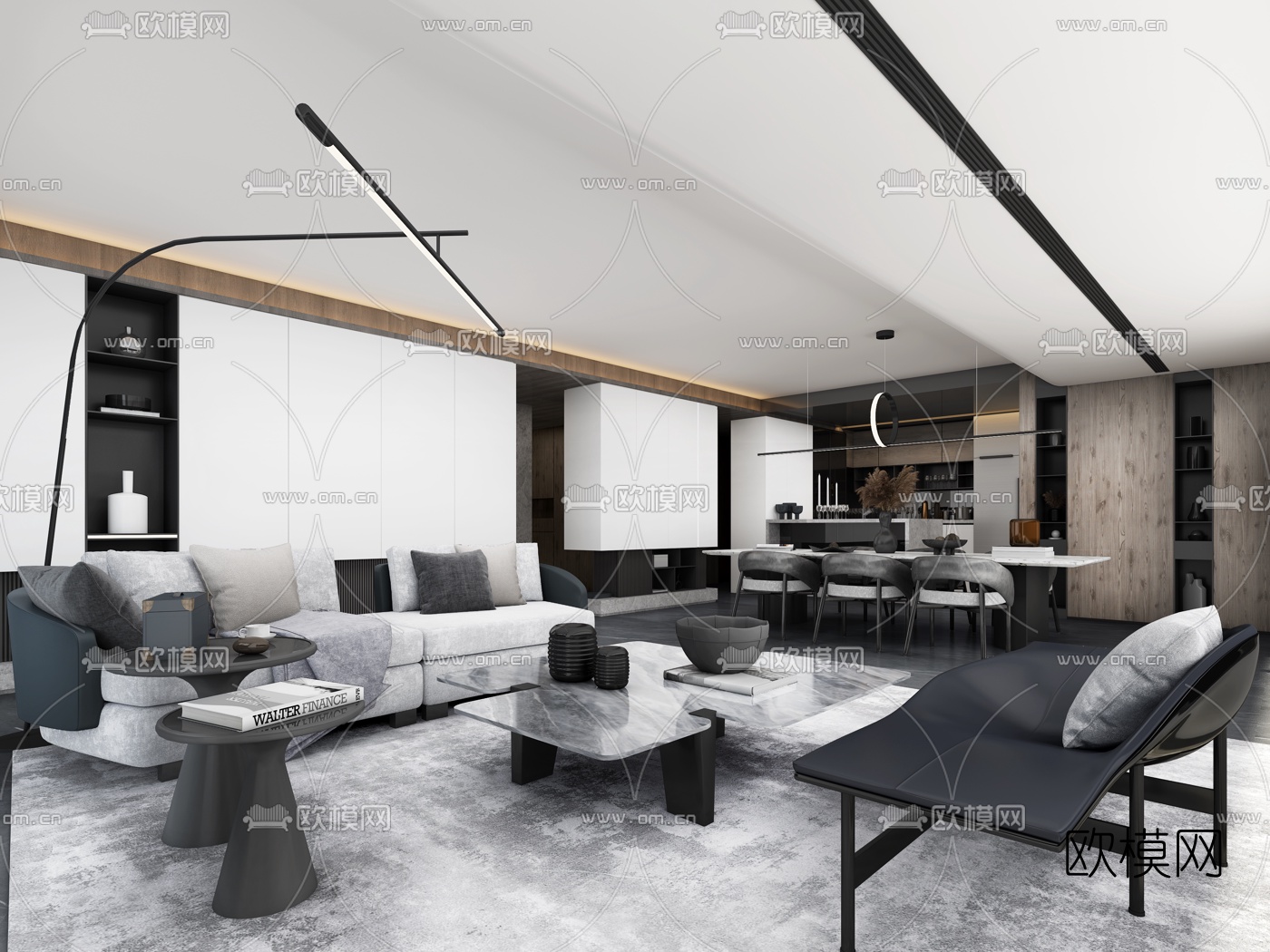 唐忠汉 现代客厅3d模型下载（渲染图1）