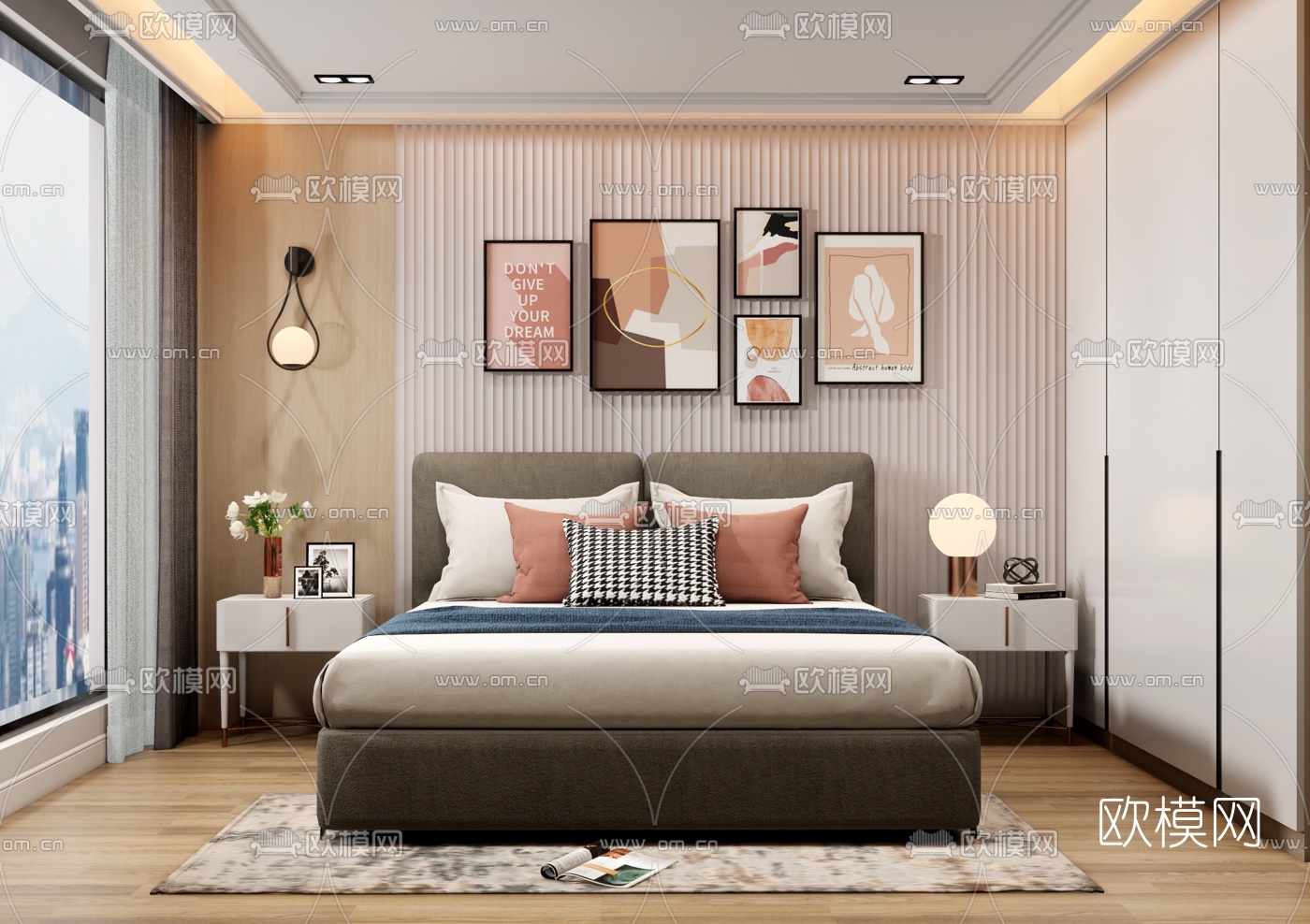 北欧卧室su模型下载（渲染图1）