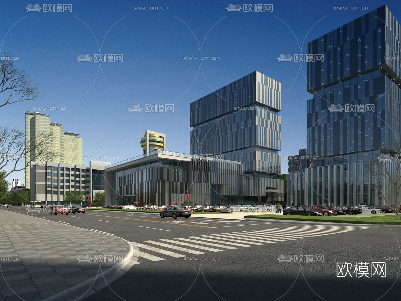 现代办公楼建筑外观3d模型