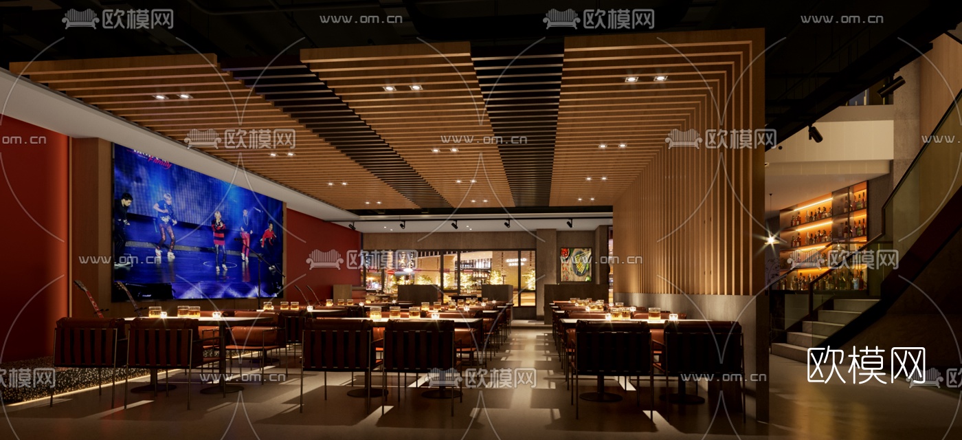 现代清吧酒吧3d模型下载（渲染图1）