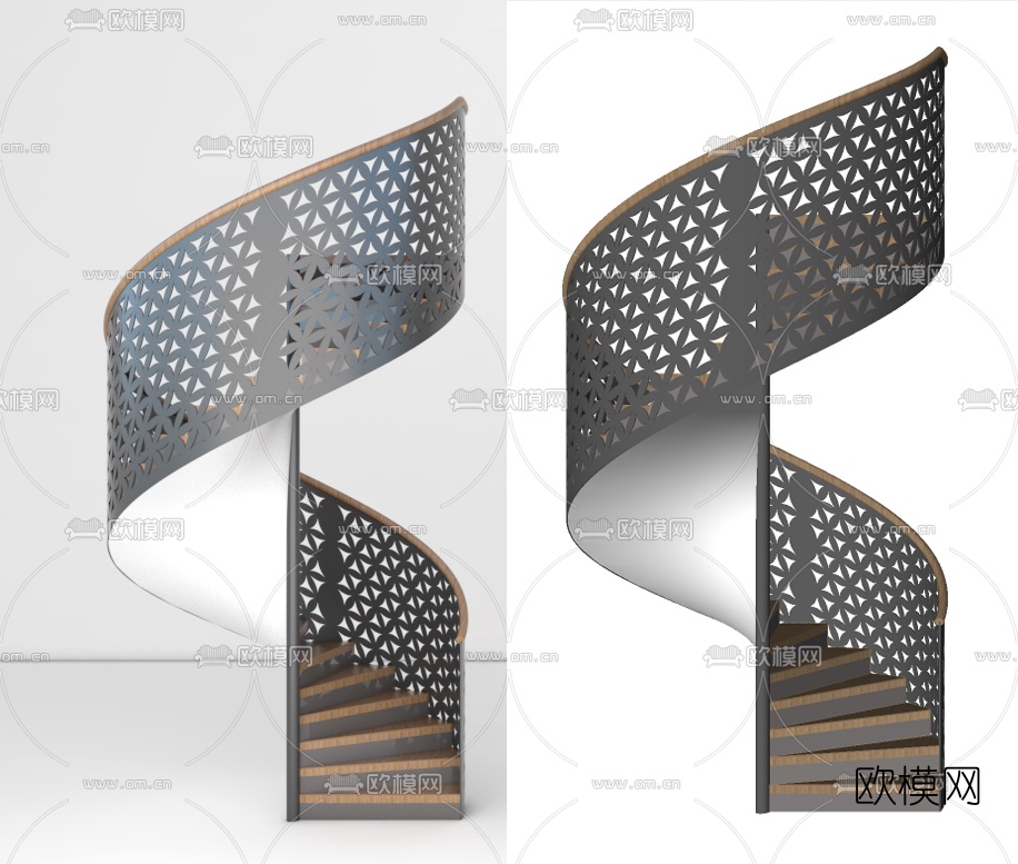 现代金属旋转楼梯su模型下载（渲染图2）