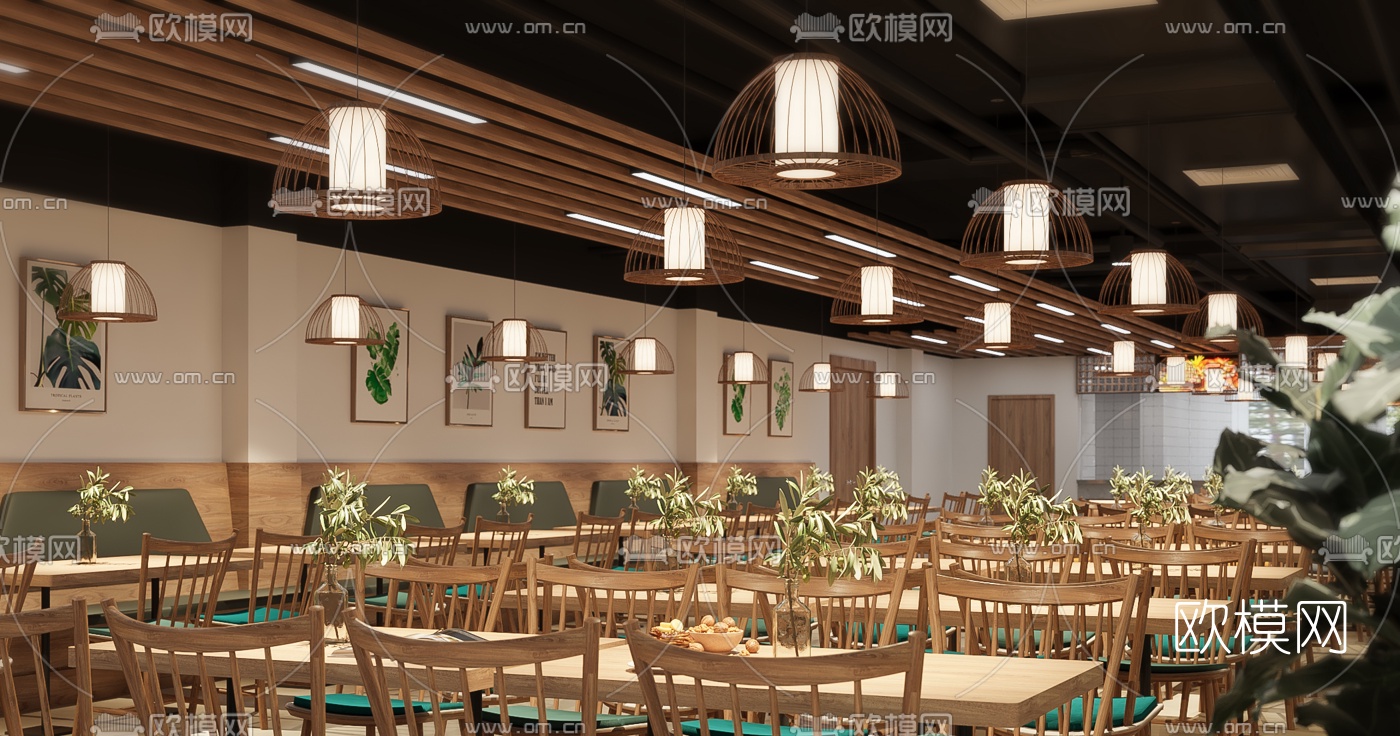 现代食堂快餐店3d模型