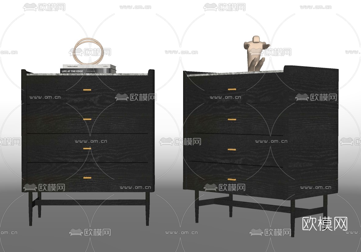 现代床头柜su模型下载（渲染图2）