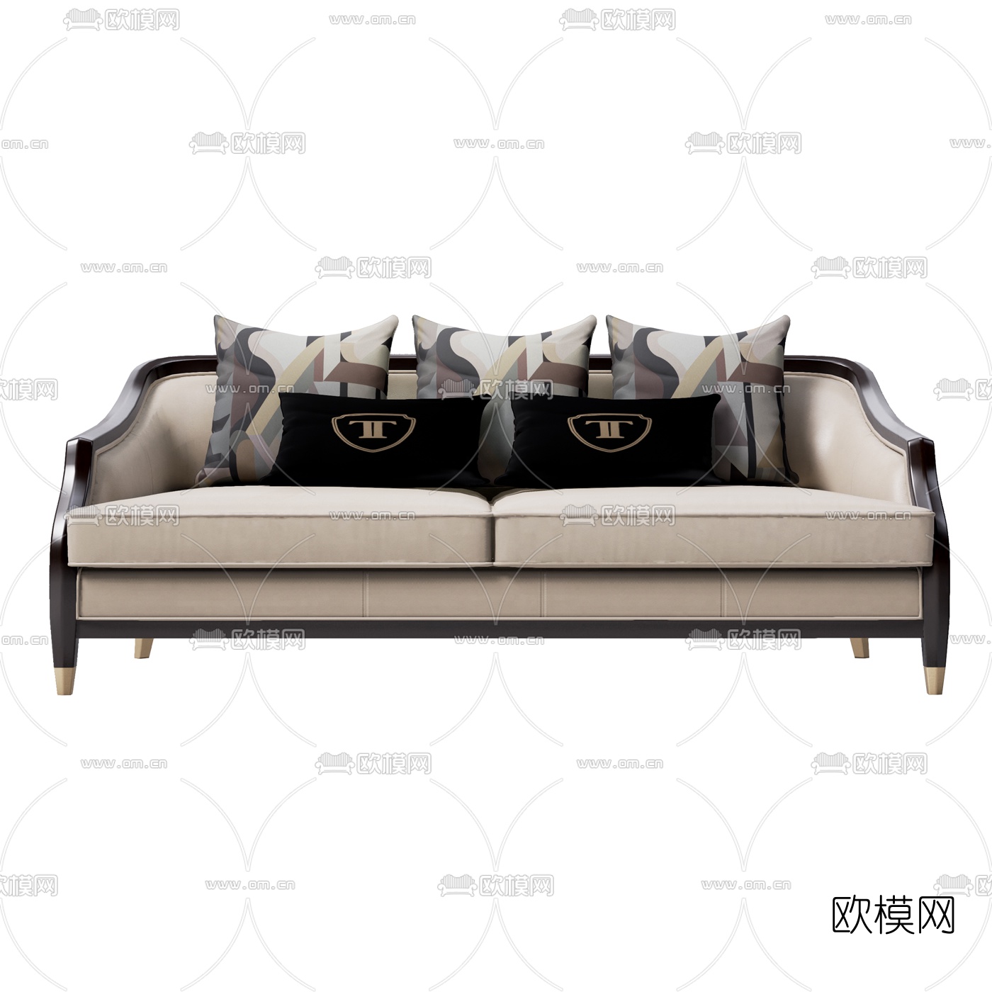 美式布艺双人沙发3d模型