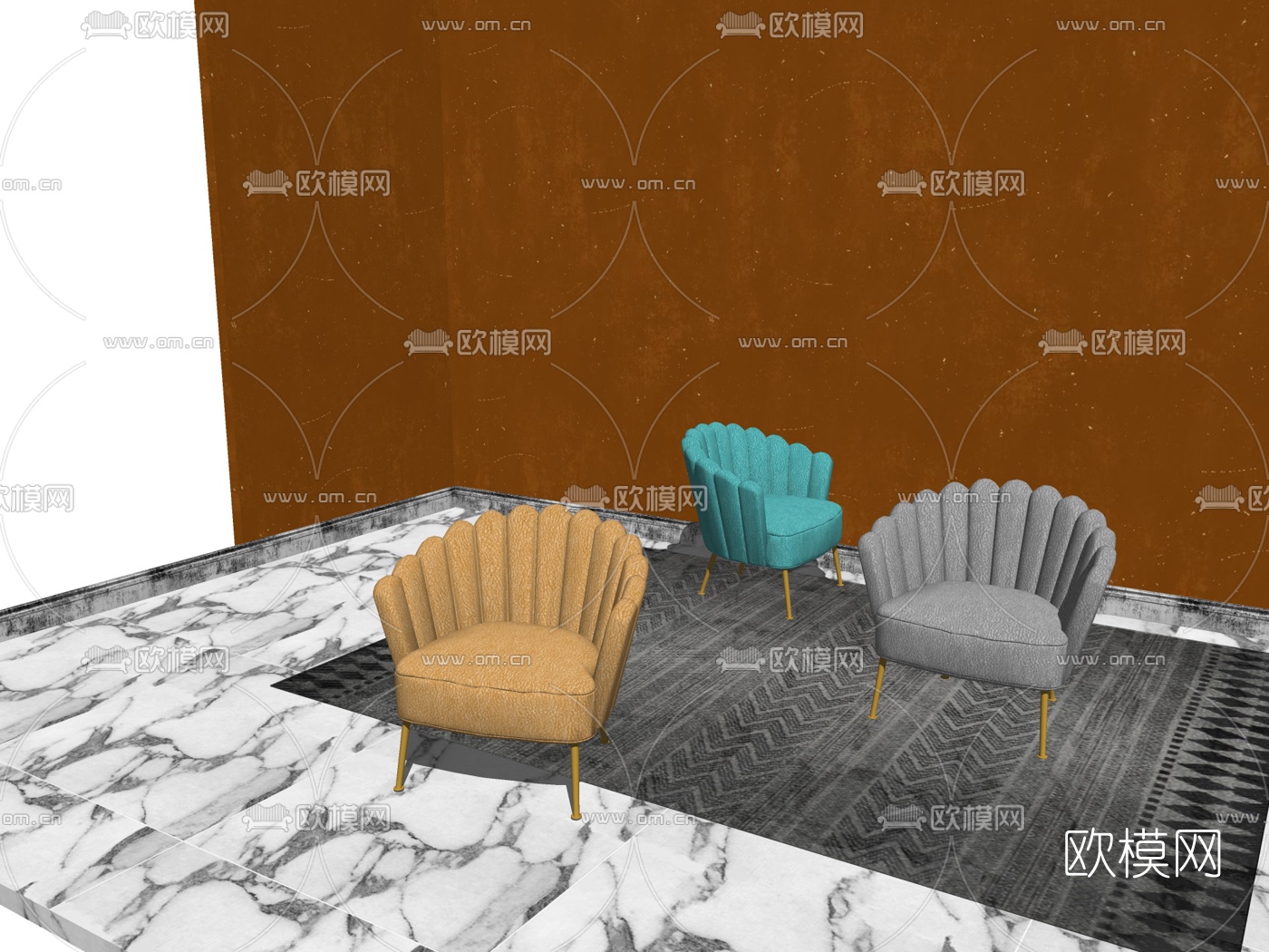 现代轻奢单人沙发su模型下载