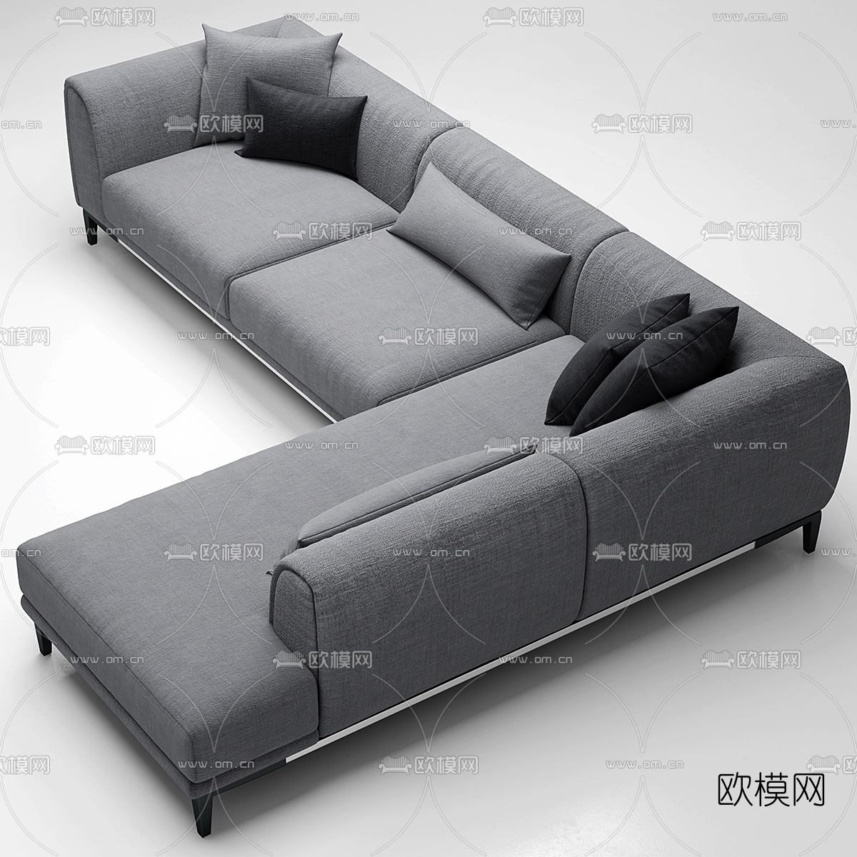 现代布艺转角沙发3d模型