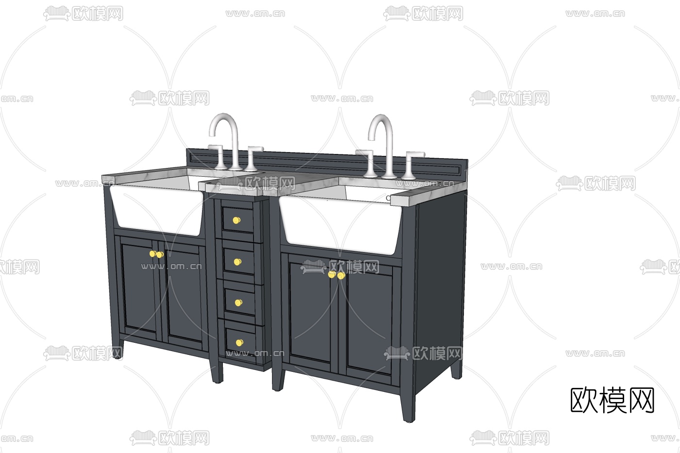 简欧洗手台免费su模型下载