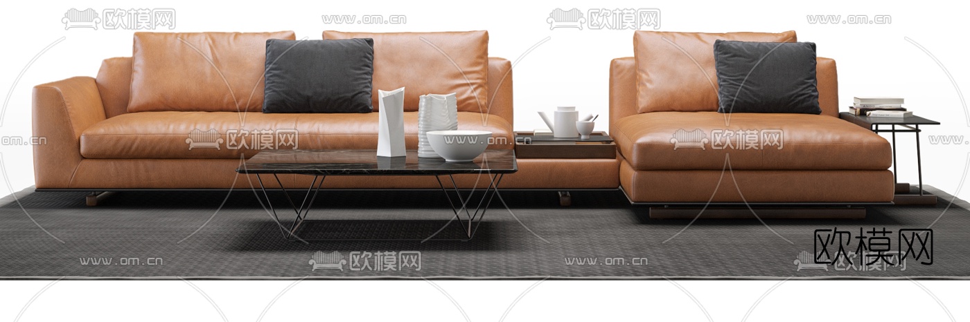 现代皮革办公沙发3d模型