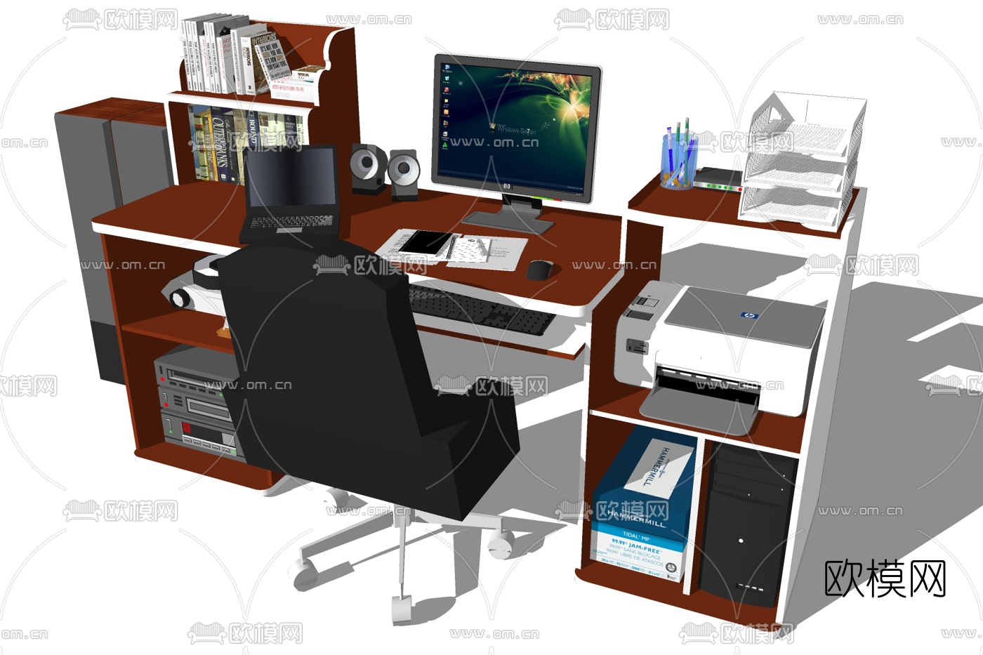 现代书桌椅su模型下载