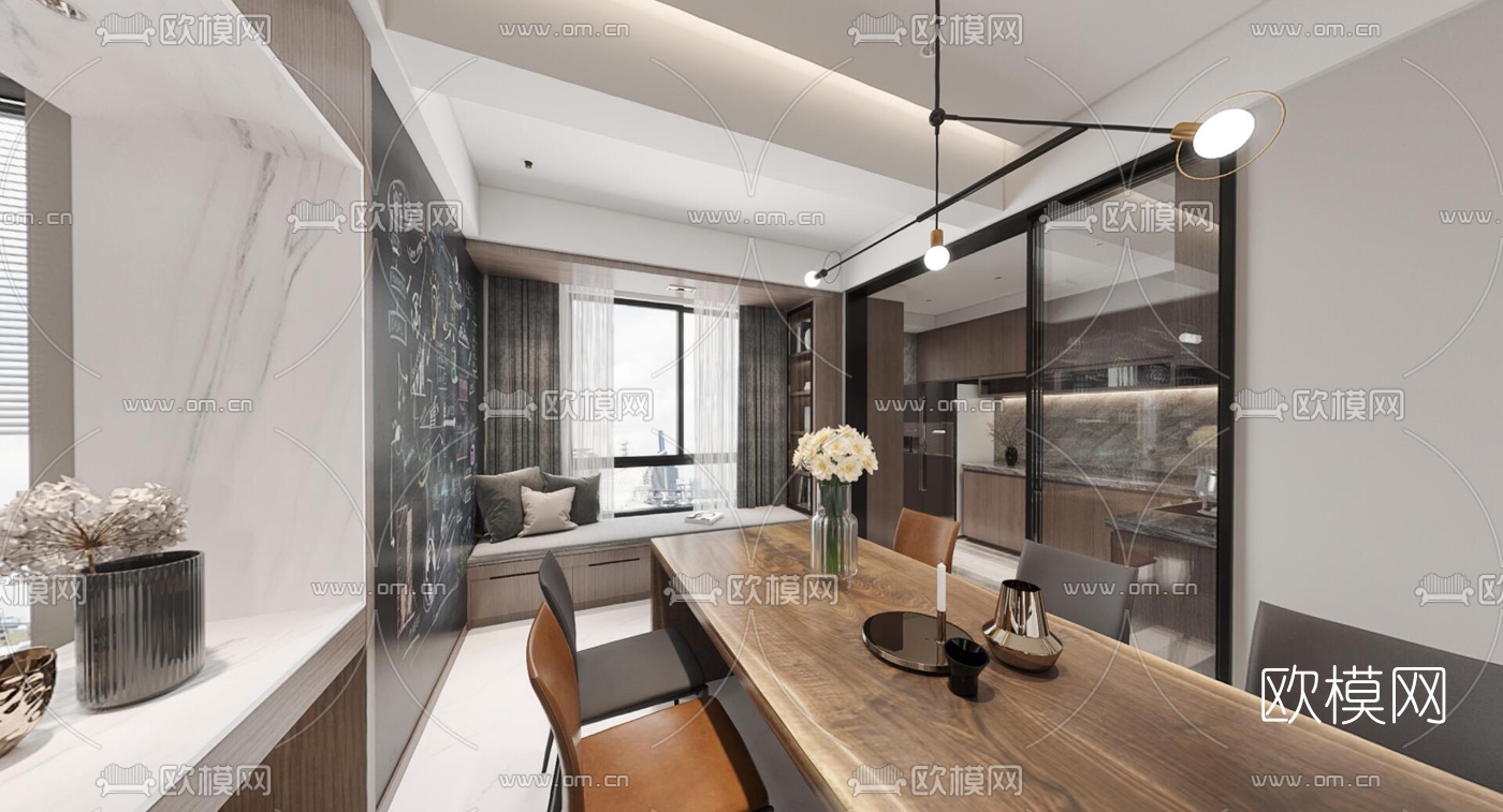 现代餐厅茶室vr全景3d模型
