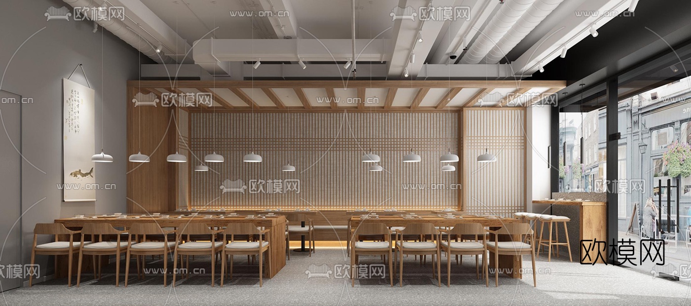 新中式快餐店3d模型下载（渲染图2）