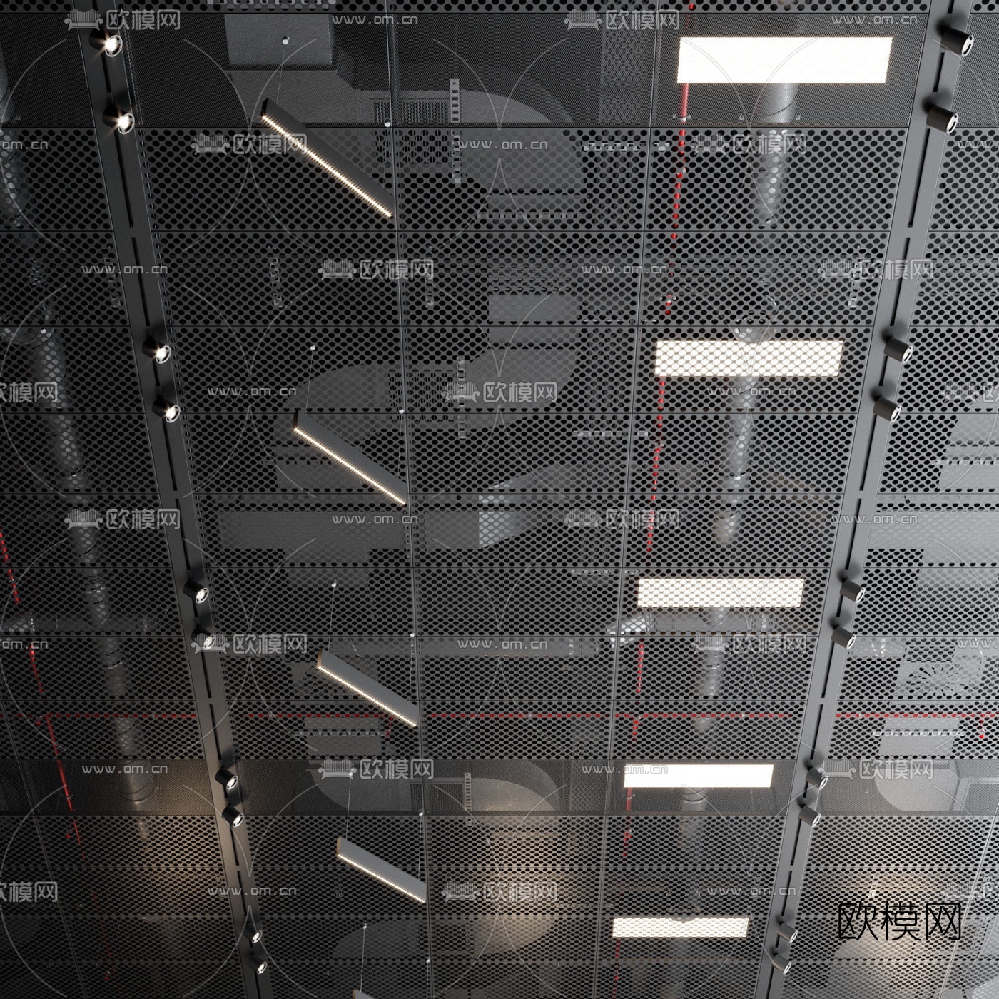 工业风空调通风管道3d模型下载（渲染图4）