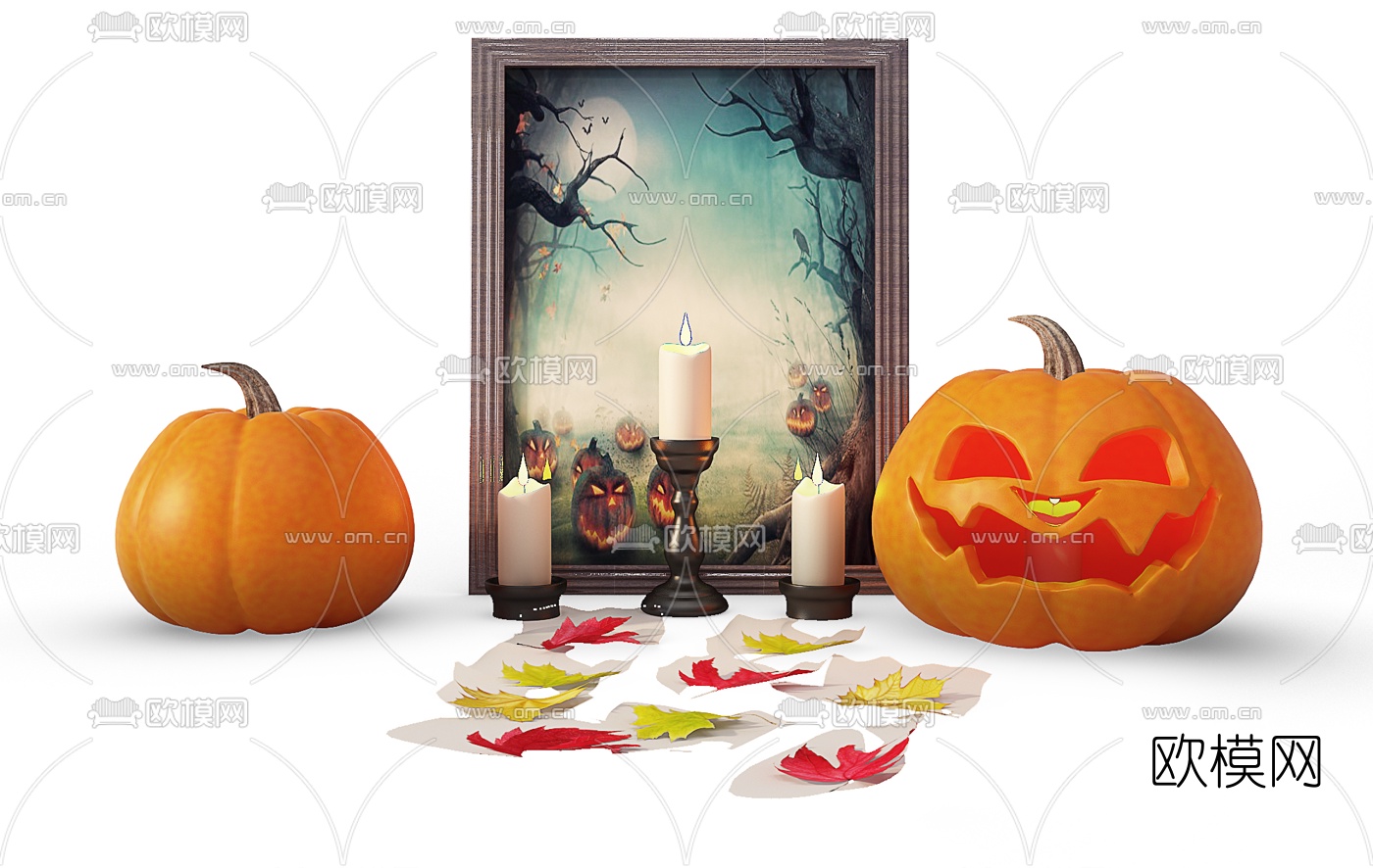 美式南瓜头烛台摆件3d模型下载