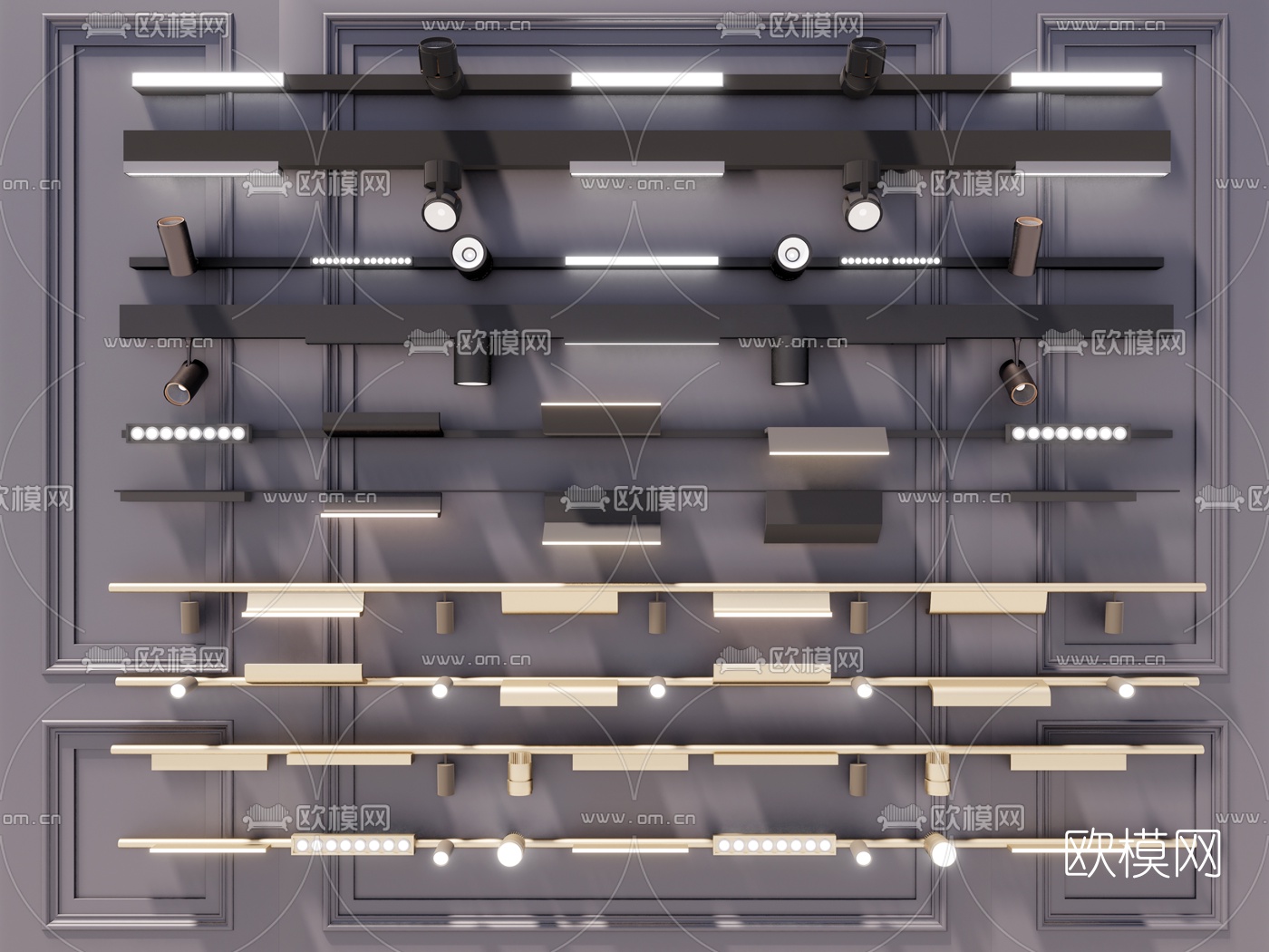 现代轨道射灯su模型下载