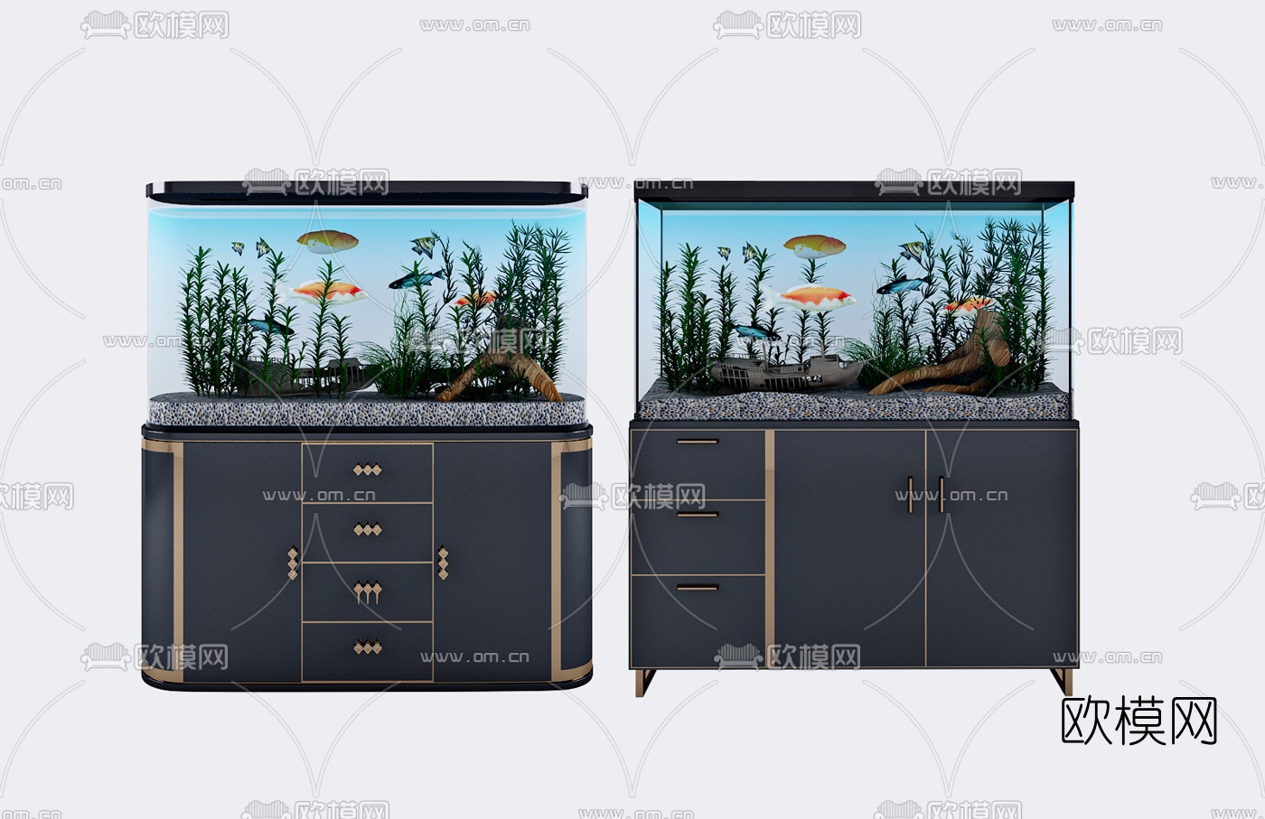 现代轻奢鱼缸3d模型