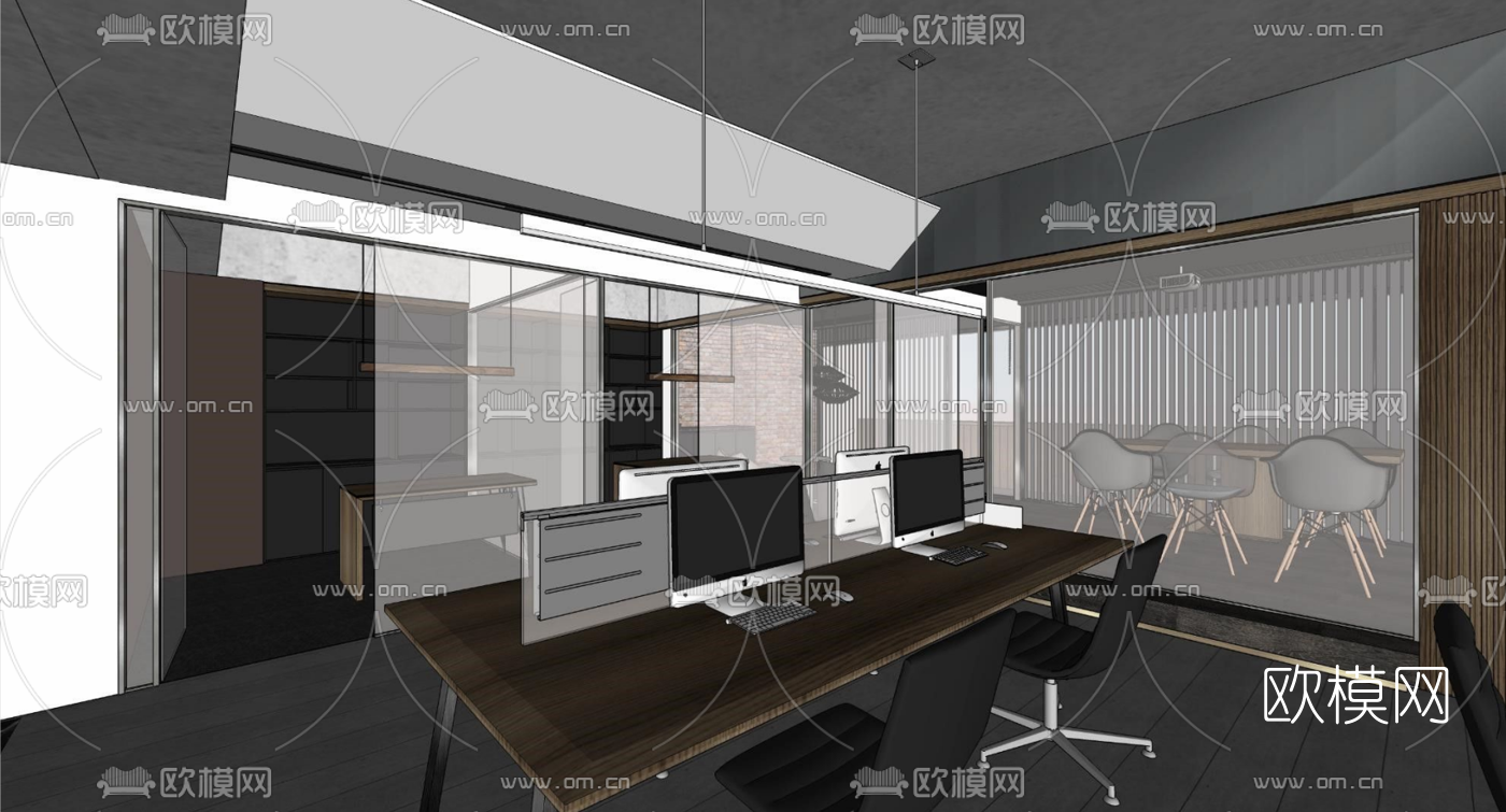 现代公司办公区su模型
