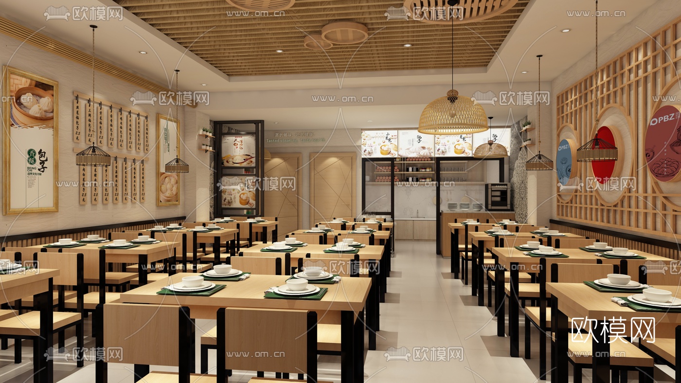 新中式小吃店免费3d模型下载