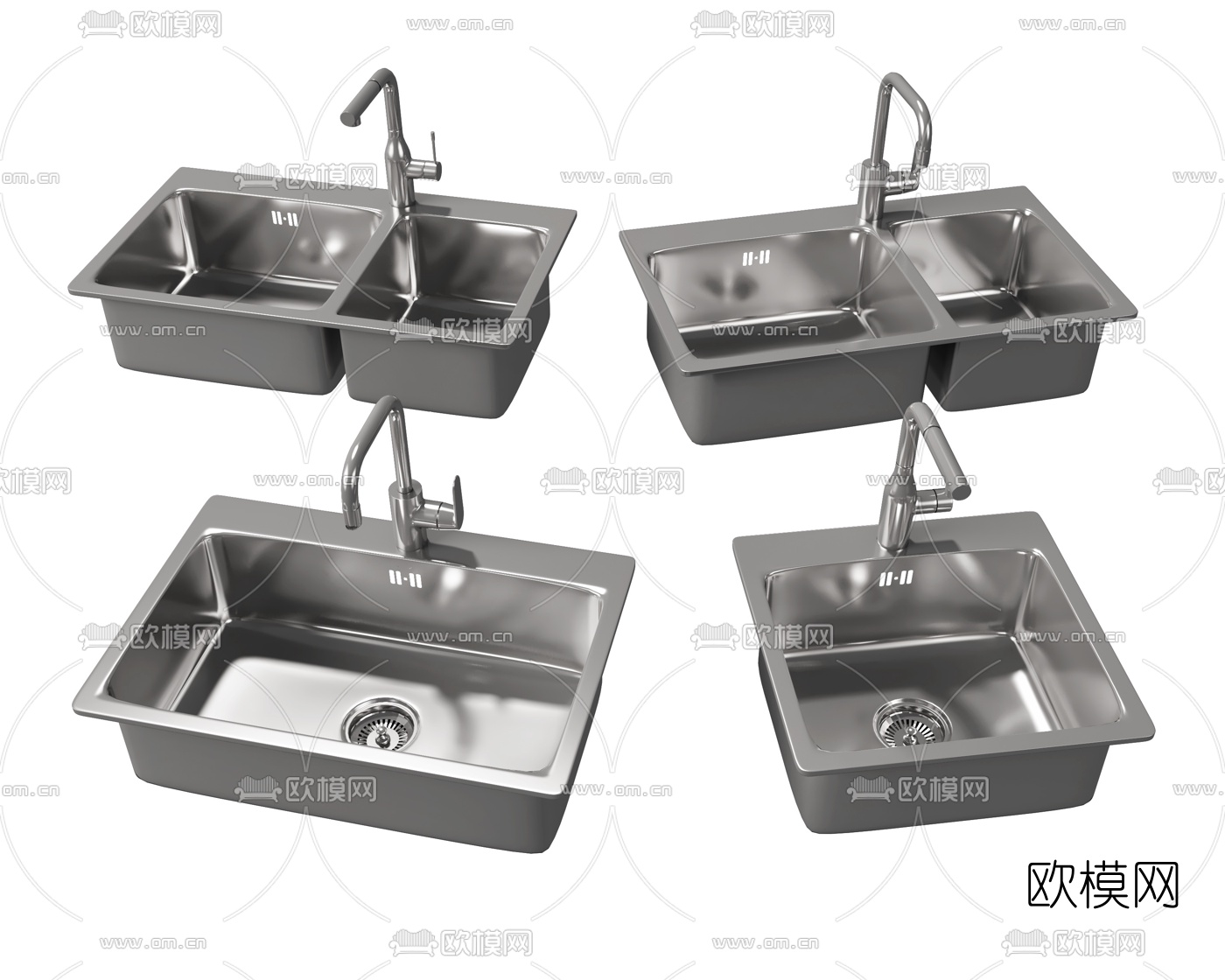 现代洗菜盆水槽su模型下载（渲染图1）