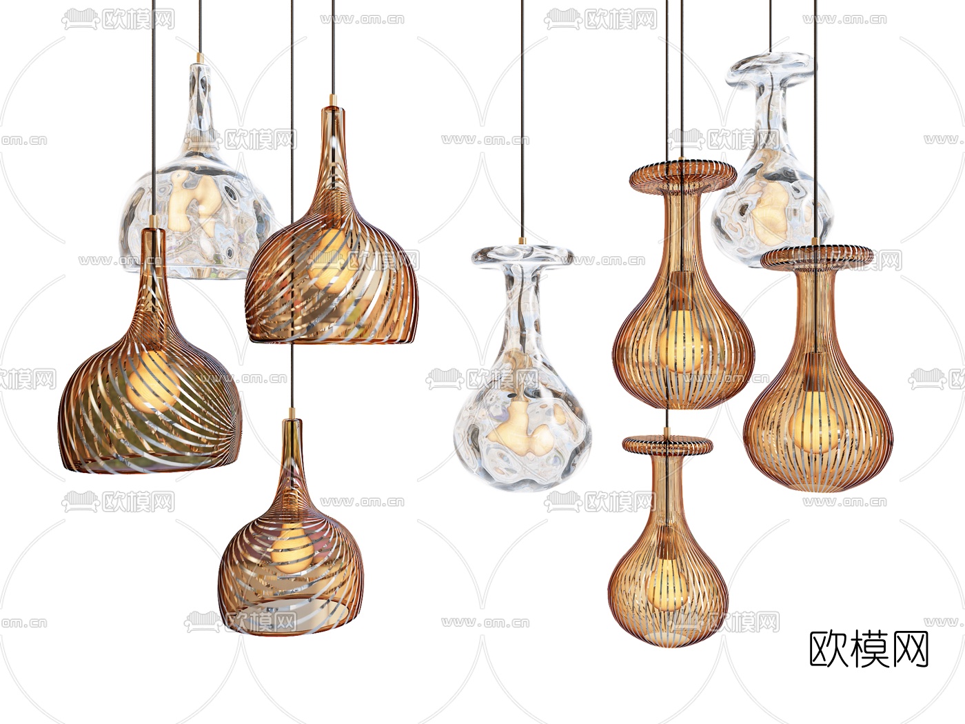 东南亚玻璃吊灯3d模型下载