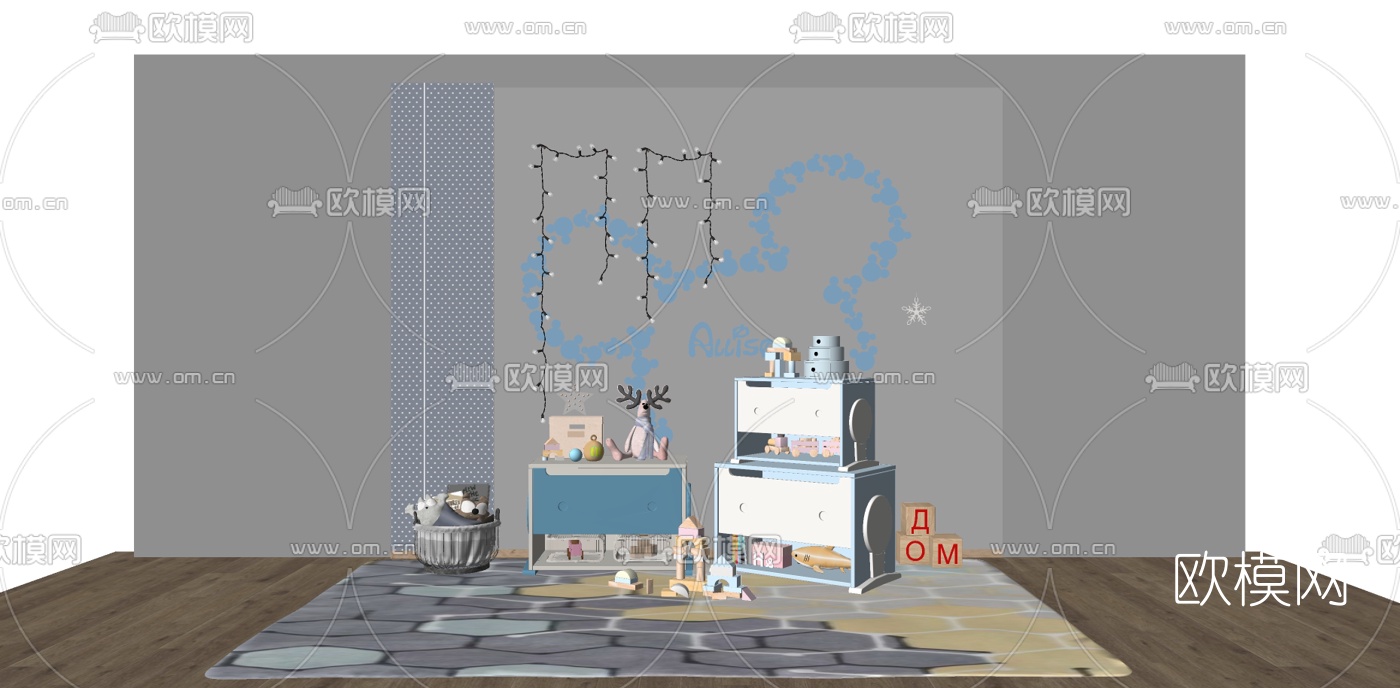 现代儿童柜su模型下载