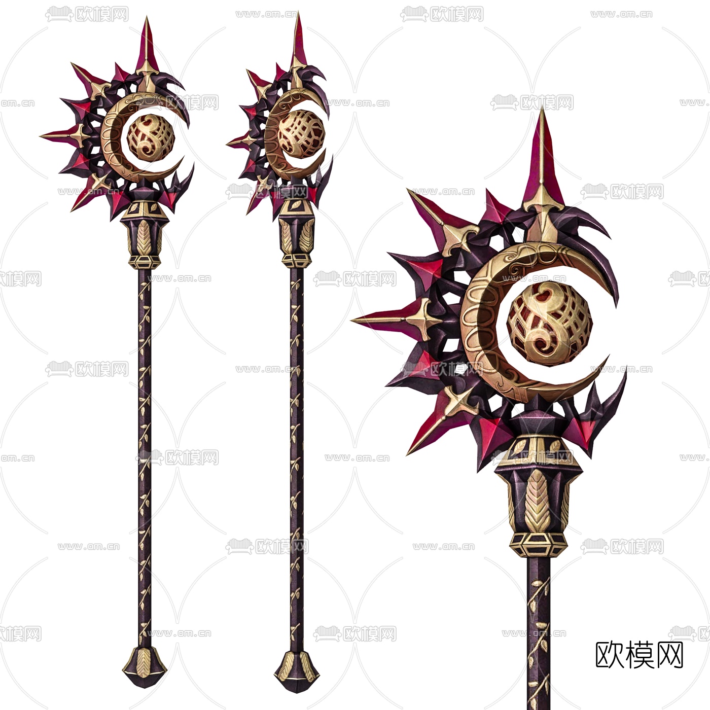 现代权杖法杖魔杖游戏兵器3d模型