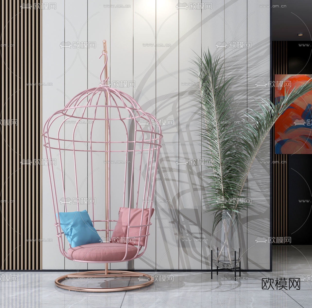 北欧鸟笼吊椅3d模型下载