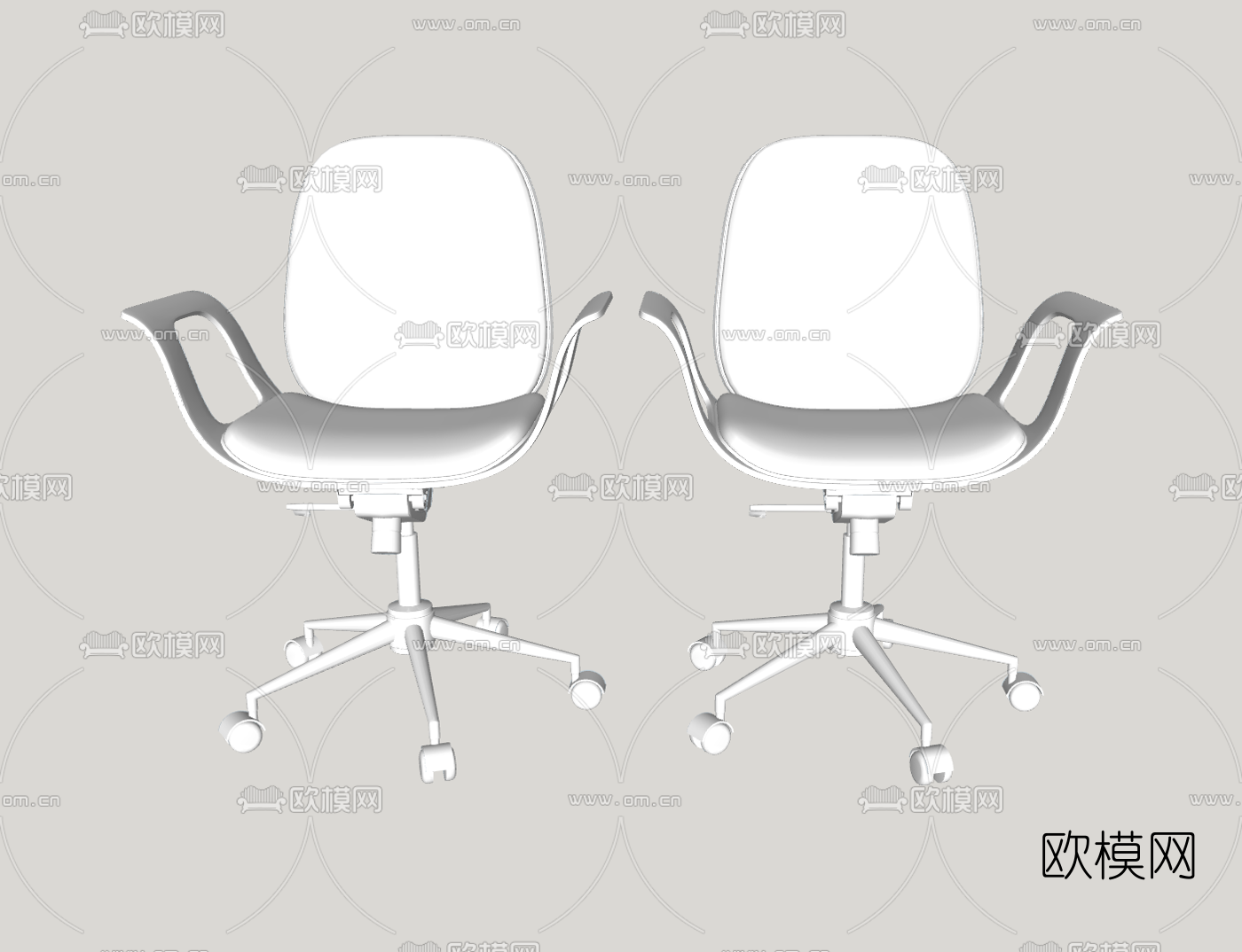 现代皮革办公椅职员椅su模型下载（渲染图3）