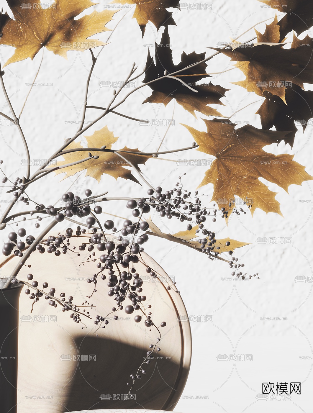 现代插花器皿摆件3d模型下载（渲染图3）