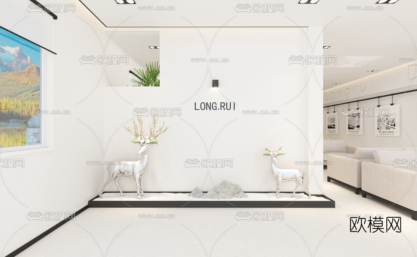 现代办公室免费3d模型下载（渲染图5）