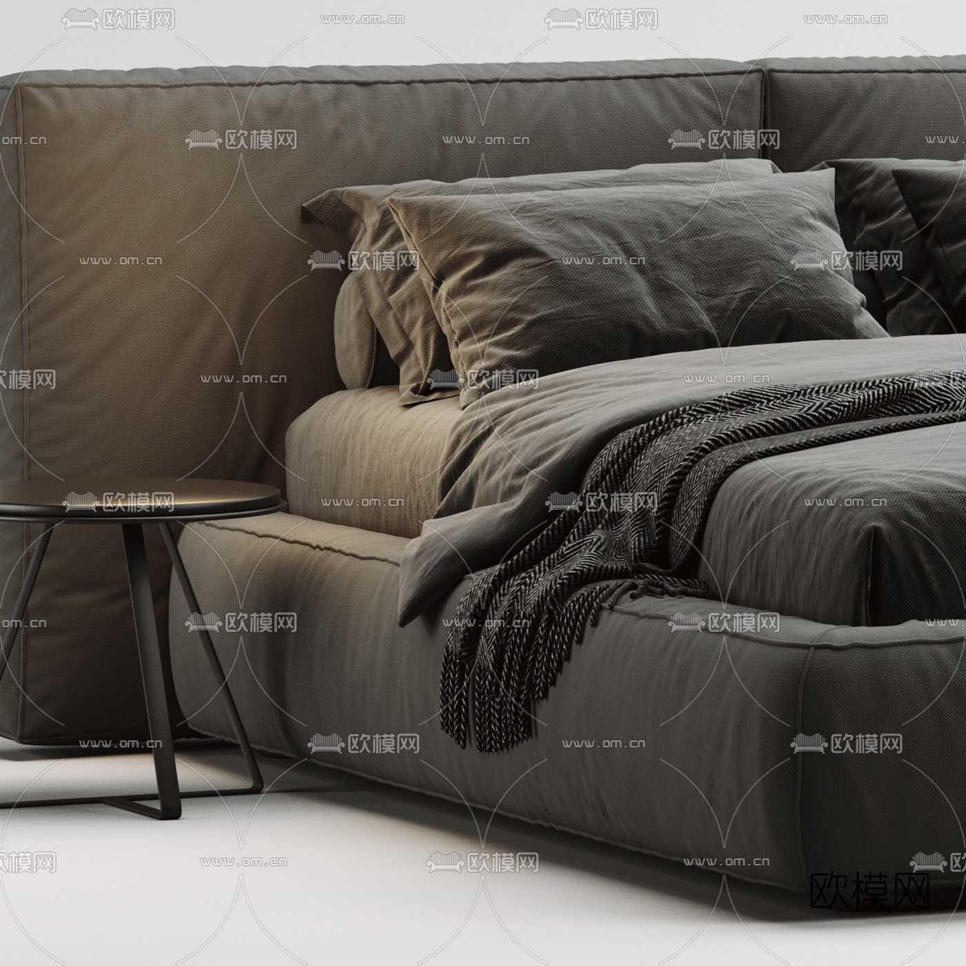 Bonaldo 现代布艺双人床3d模型下载（渲染图3）