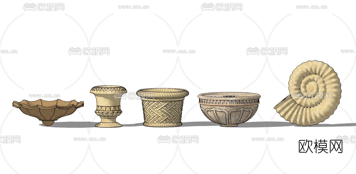 欧式花坛花钵su模型下载