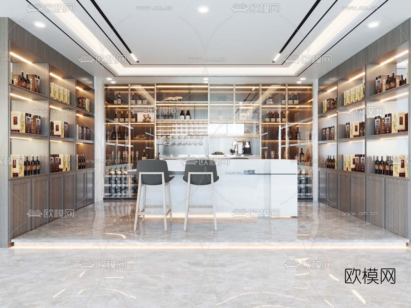 现代烟酒店3d模型下载（渲染图1）