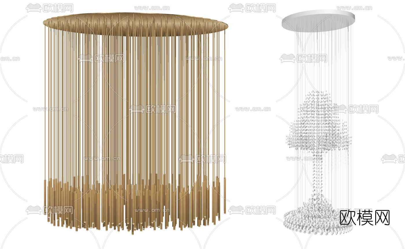 现代金属水晶吊灯su模型下载