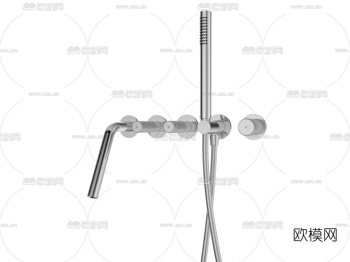 现代壁挂式水龙头花洒3d模型下载（渲染图4）