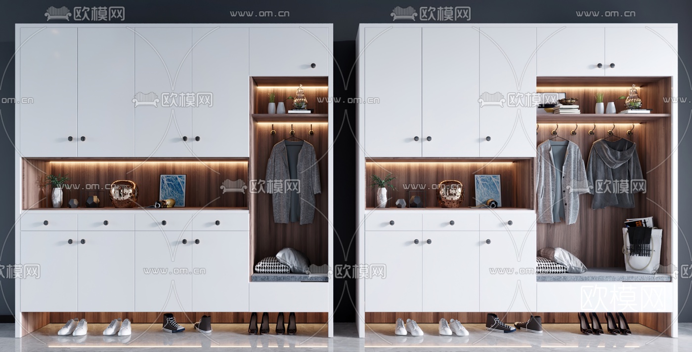 现代多功能鞋柜3d模型