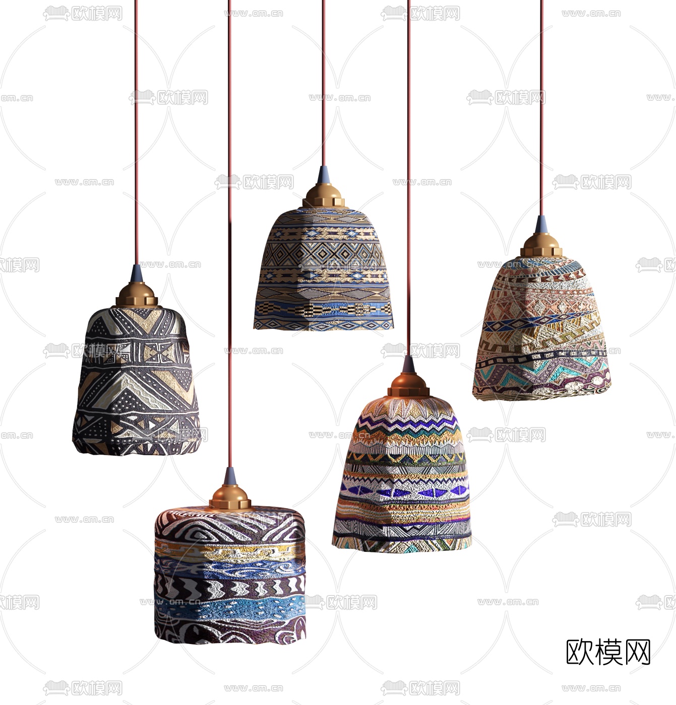 东南亚布艺吊灯3d模型下载