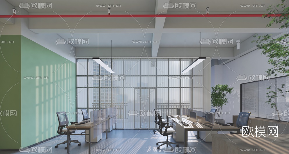 现代办公室su模型下载（渲染图2）