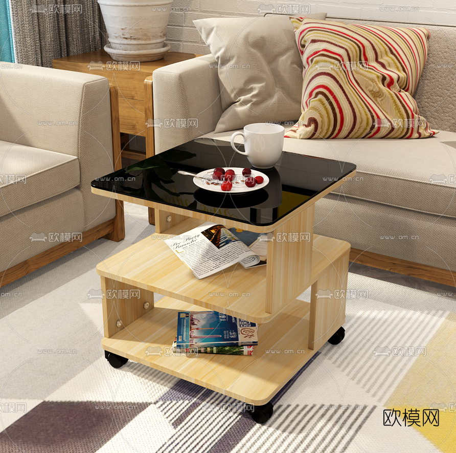 现代方形茶几免费3d模型