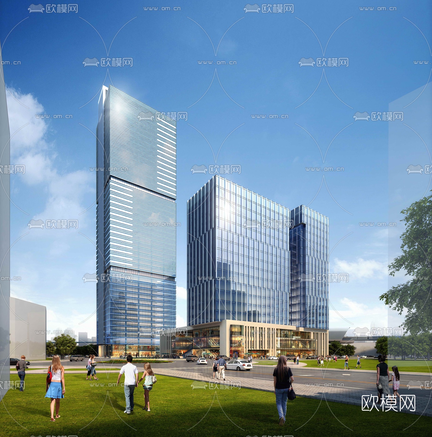 现代办公楼建筑外观3d模型下载