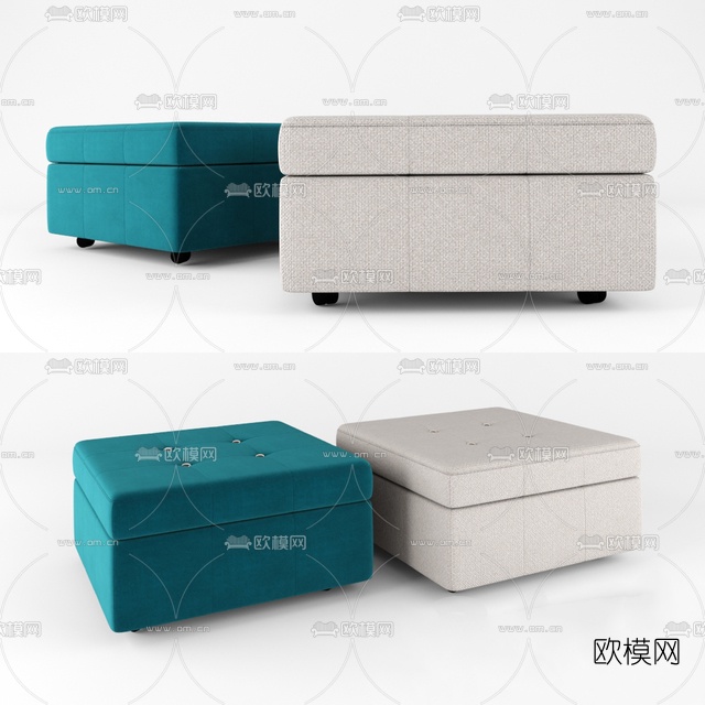 现代布艺脚踏免费3d模型